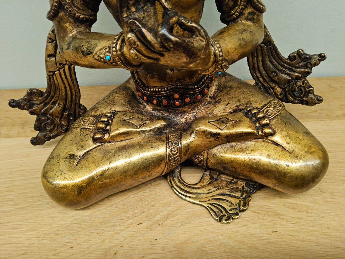 Tibetan Statue In Gilded Bronze.-photo-7