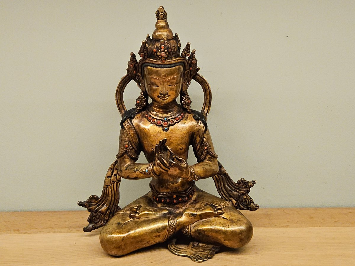 Tibetan Statue In Gilded Bronze.-photo-8