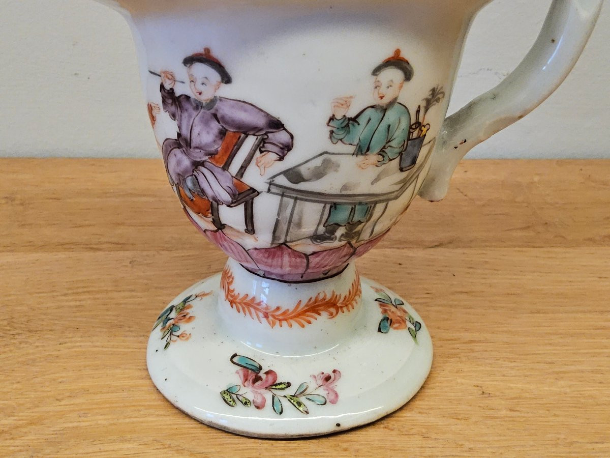 Verseuse du XVIII ème siècle. Décors aux mandarins. Époque Qianlong.(1736 - 1795).-photo-8