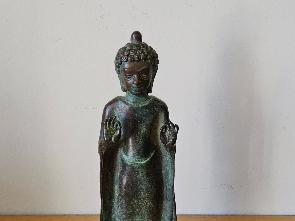 Bouddha en bronze, style Mon Dvaravati. Thaïlande. -photo-4