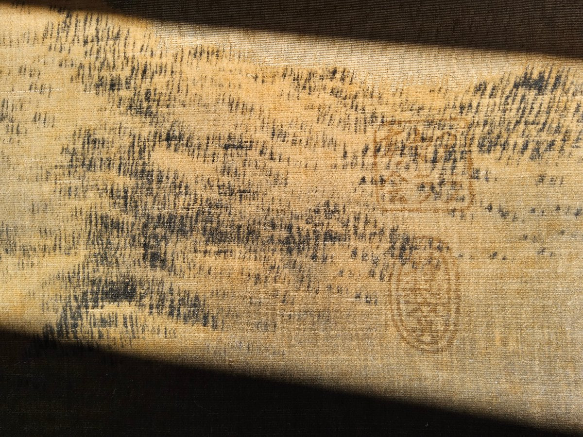 Chine, 2 panneaux muraux, peinture sur soie.-photo-1