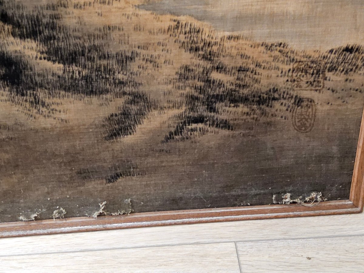 Chine, 2 panneaux muraux, peinture sur soie.-photo-2