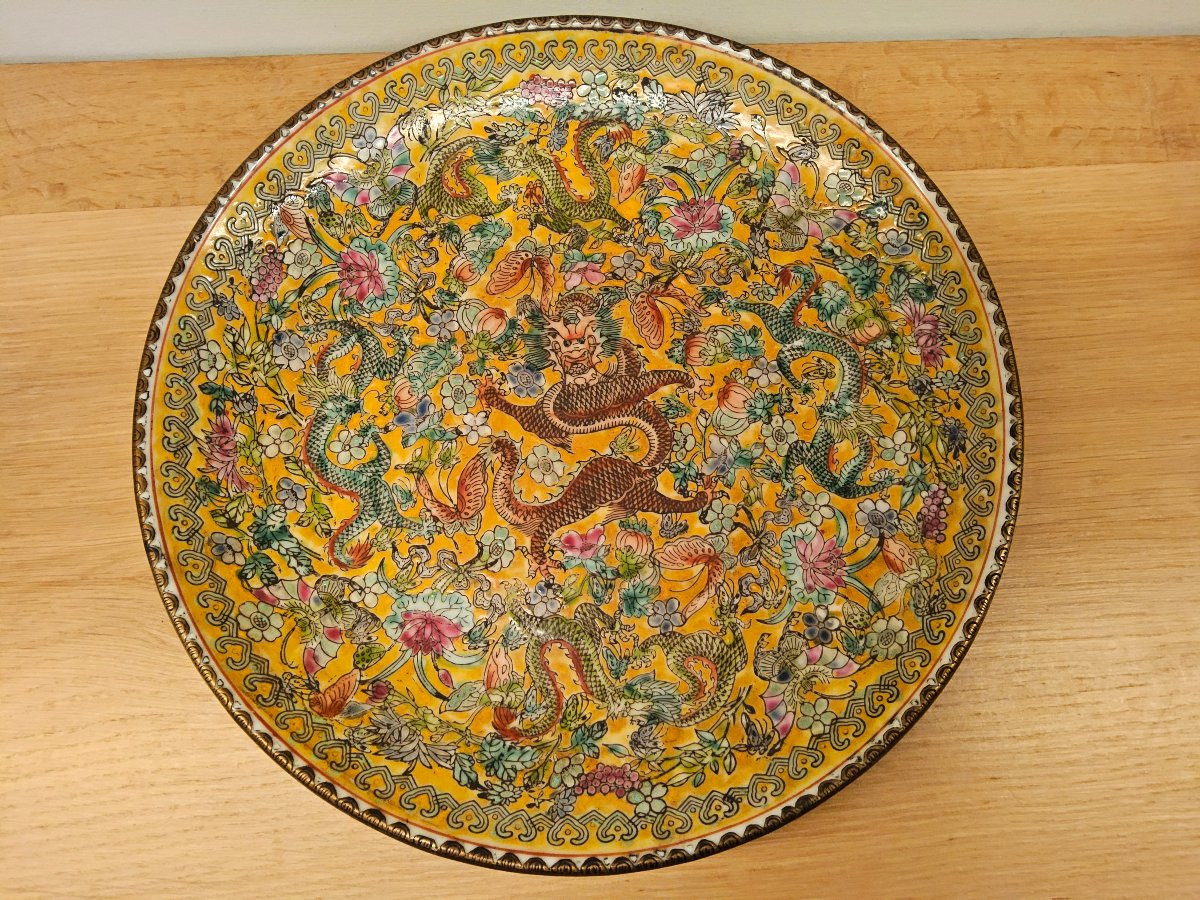 Chinese Plate With 9 Dragons-photo-3