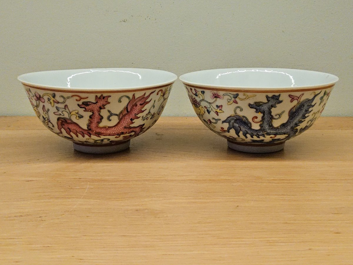 Pair Of Phoenix Bowls. China, 19th Century. Guangxu Period (1875-1908).-photo-4