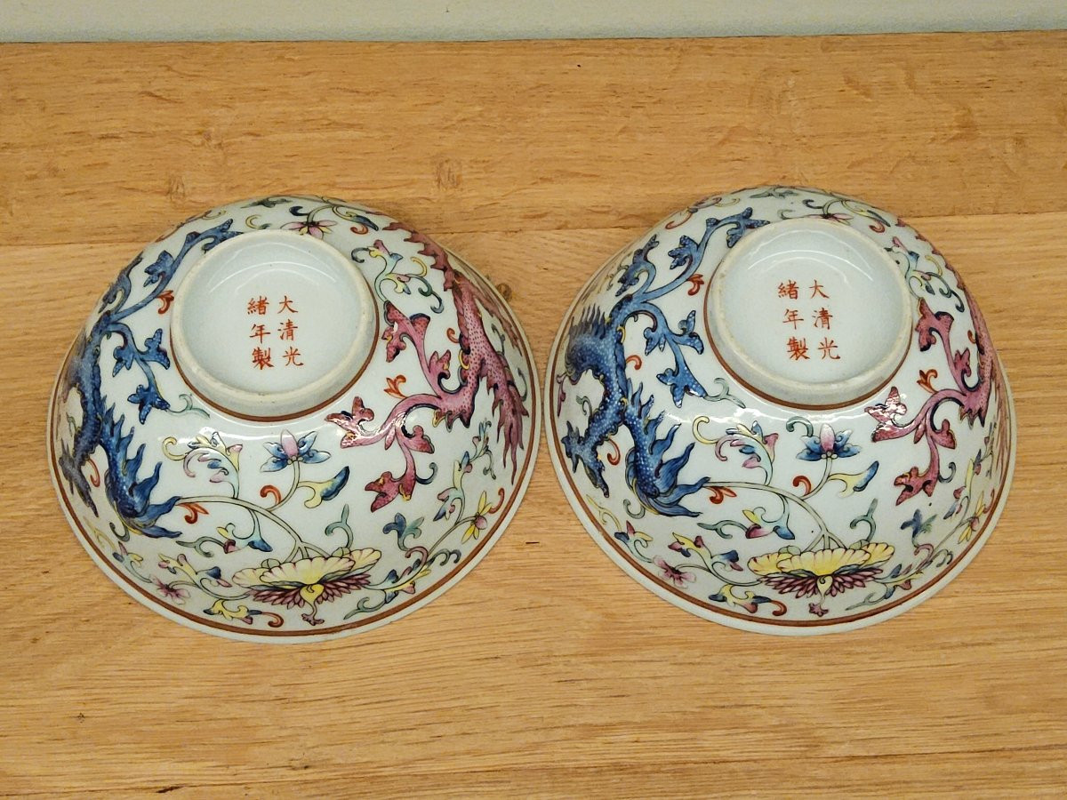 Pair Of Phoenix Bowls. China, 19th Century. Guangxu Period (1875-1908).-photo-3