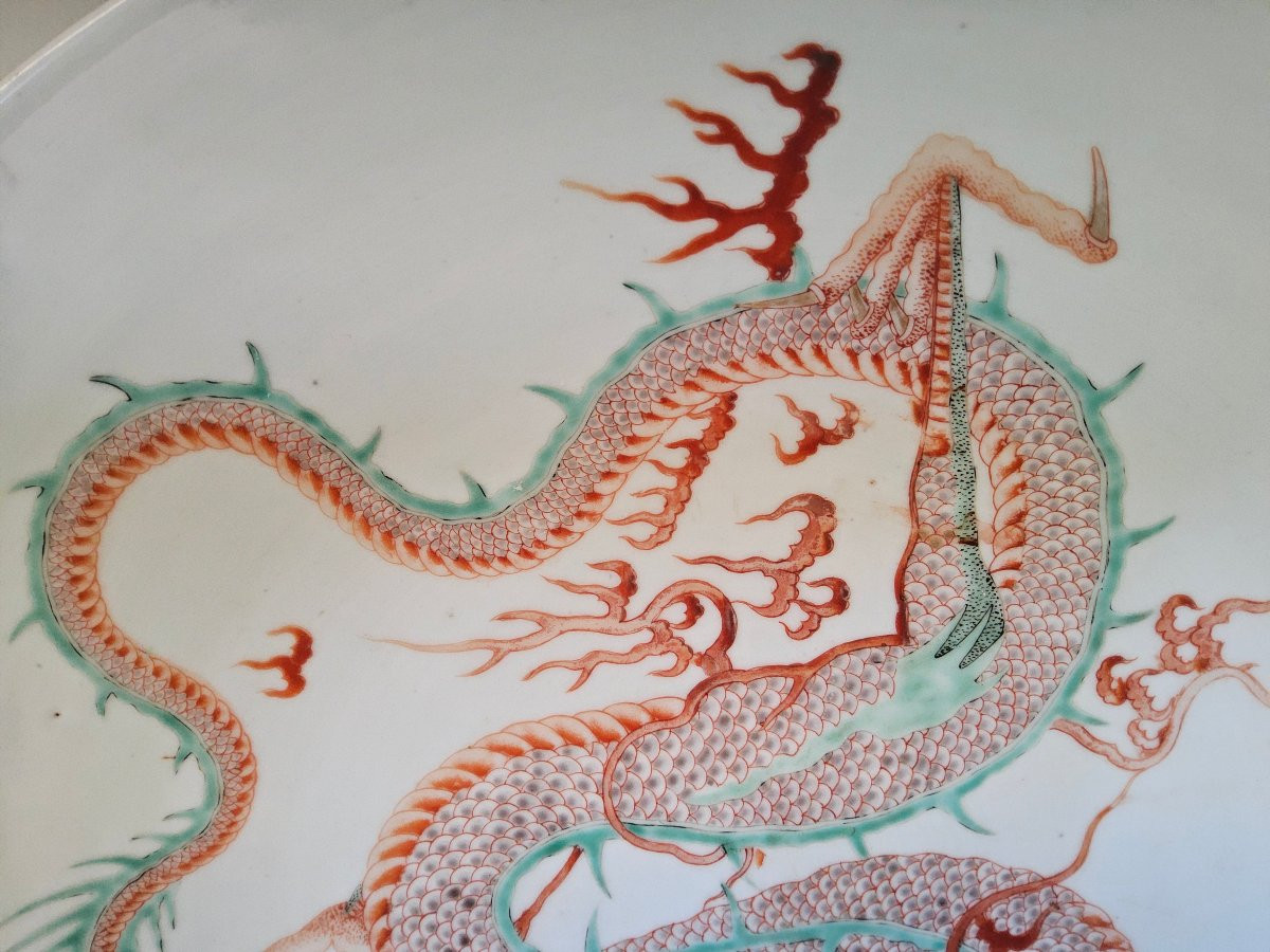 China. Large Deep Dish With Dragon. Early 19th Century.-photo-4