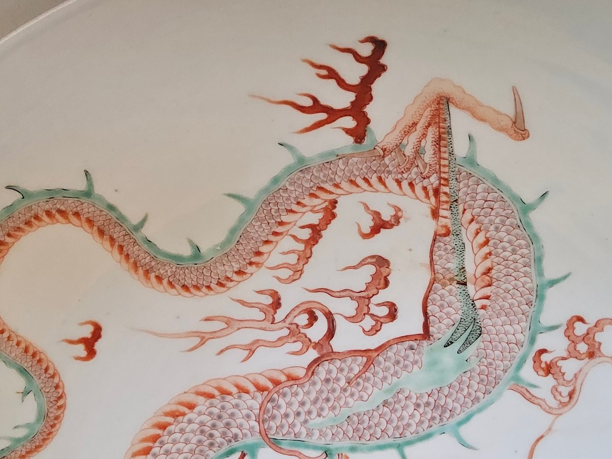 China. Large Deep Dish With Dragon. Early 19th Century.-photo-6