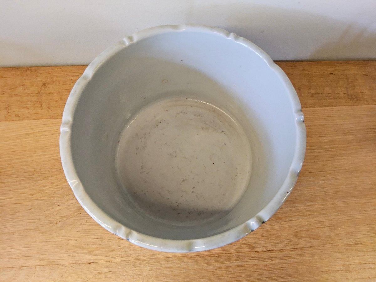 Chine. Lave pinceaux "bitong" en porcelaine et décors en bleu sous couverte-photo-5