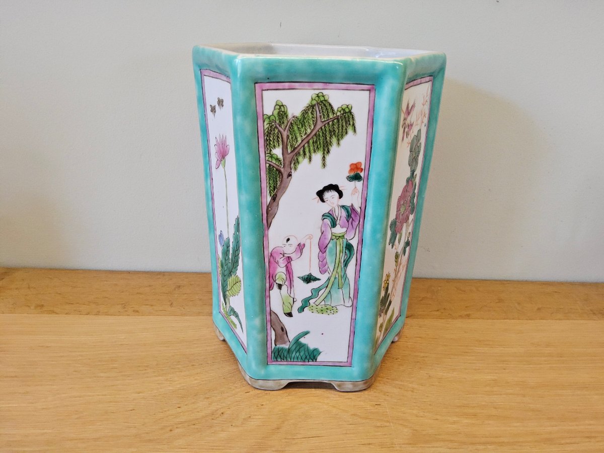 China. Large "bitong" Porcelain Brush Pot-photo-3