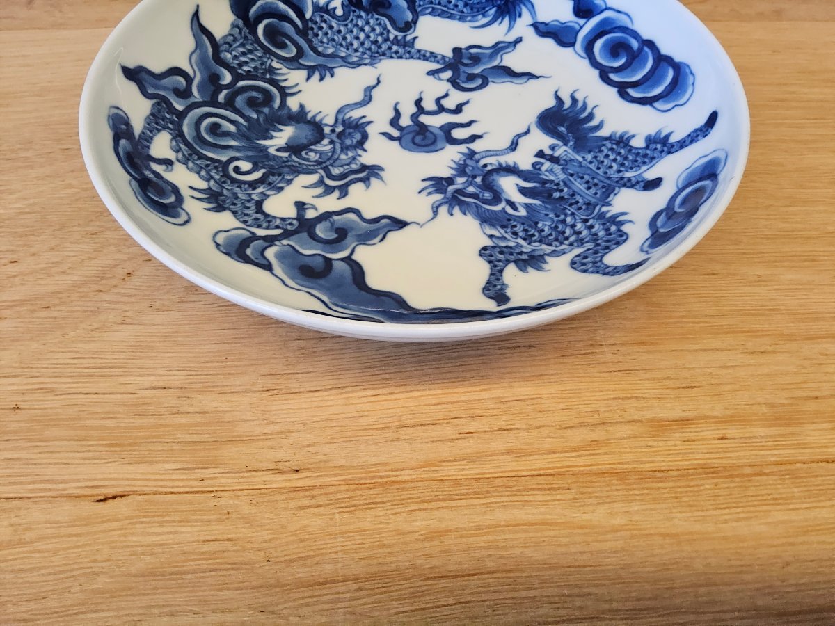 Vietnam. Coupelle au dragon et Qiling. Bleu de Hué.-photo-3