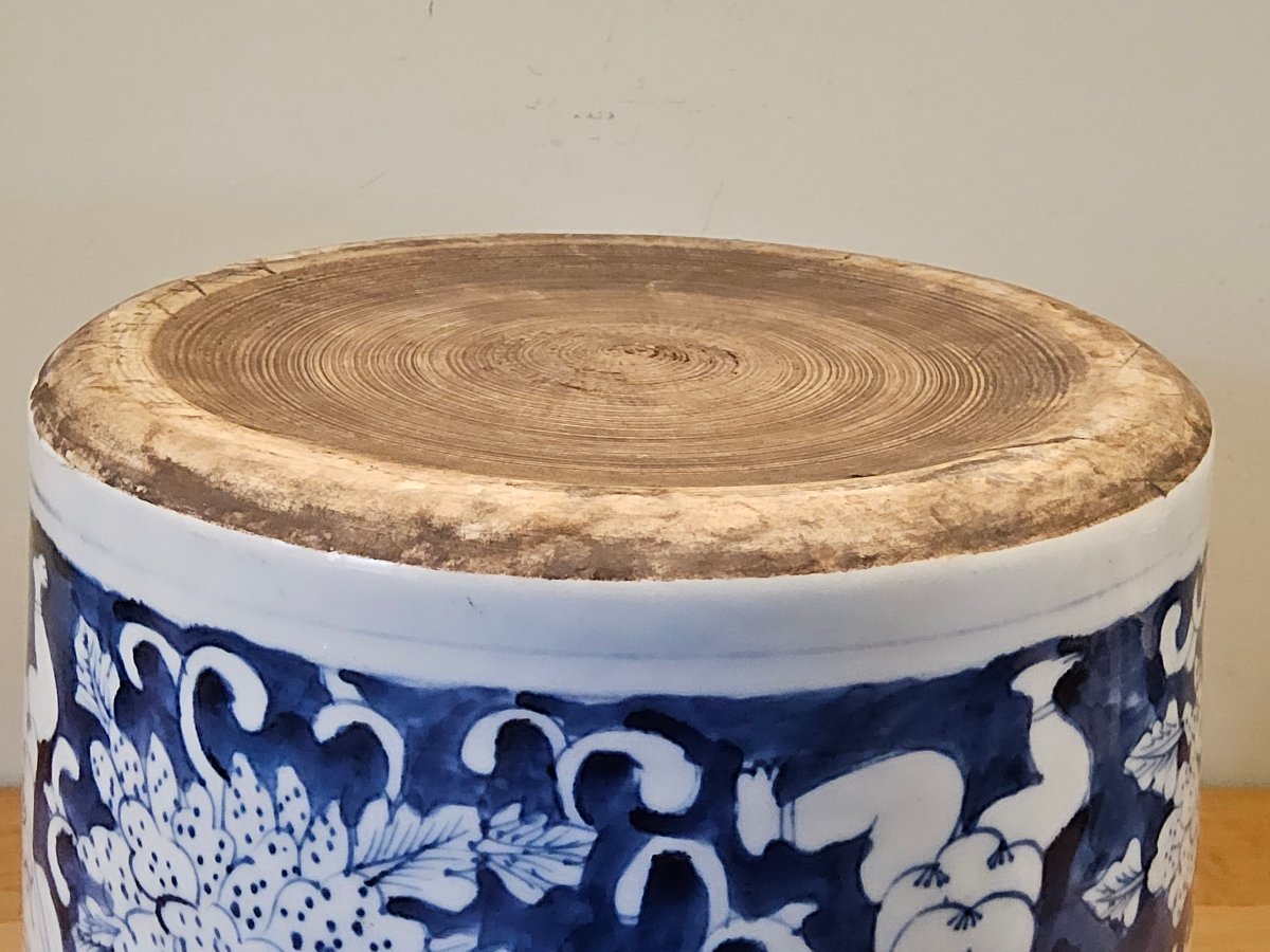 Chine. Grand lave pinceaux "bitong" en porcelaine du XIX ème siècle-photo-4