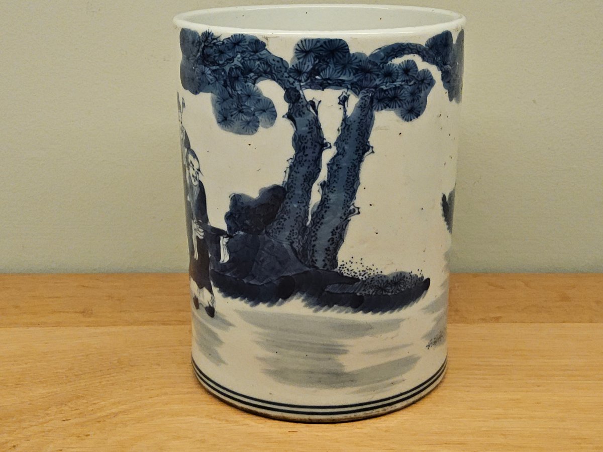 China. "bitong" Brush Washer Made Of Blue-and-white Porcelain.-photo-4