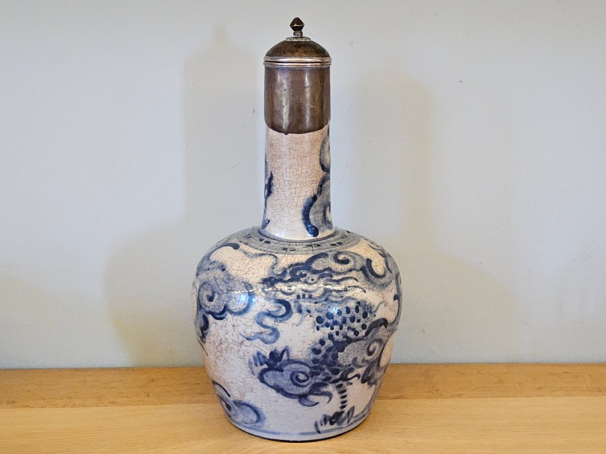 Vietnam. 19th-century Blue-and-white Porcelain Dragon Vase.