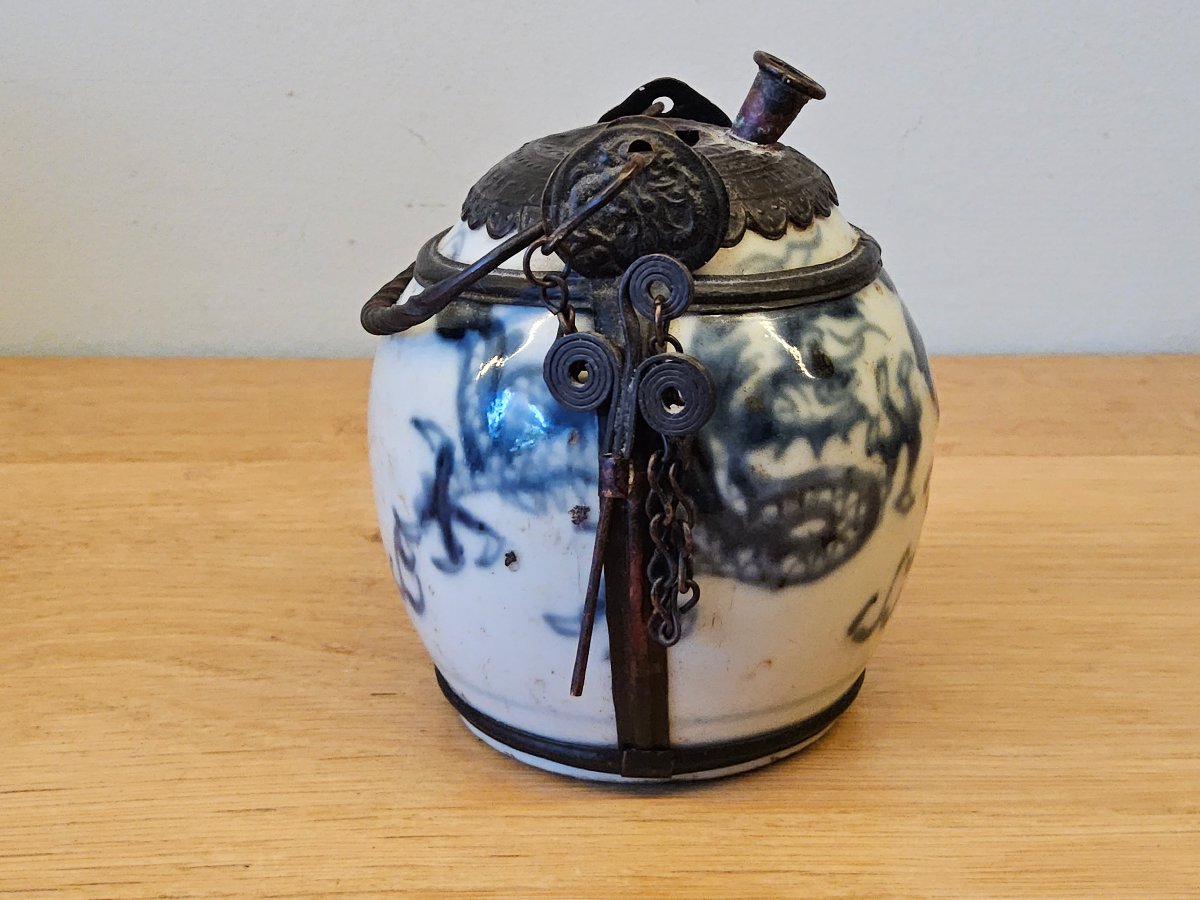 Vietnam. Pair Of “hue Blue” Porcelain Opium Pipes, 19th Century.-photo-1