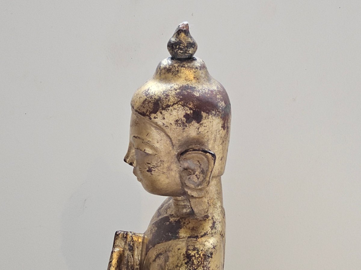 Birmanie. Bouddha en bois doré et laqué-photo-1