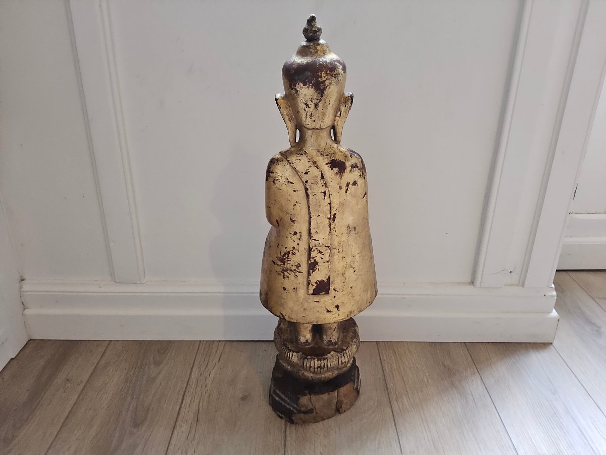 Birmanie. Bouddha en bois doré et laqué-photo-2