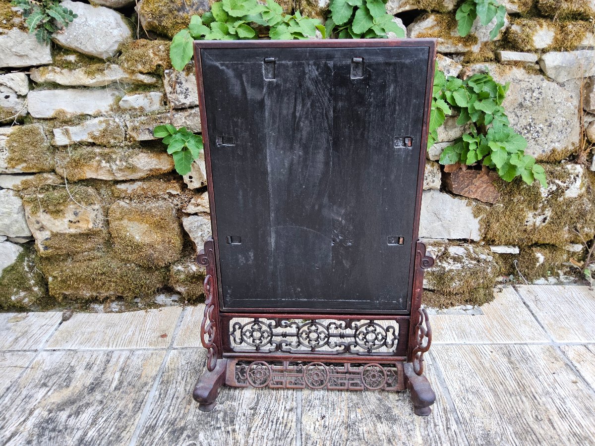 China. Large Tabletop Screen Made Of Precious Wood.-photo-3