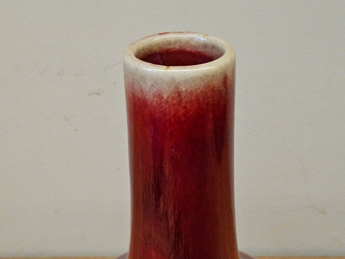 Chine. Petit vase Tianqiuping en porcelaine sang de boeuf. Langyao.-photo-3