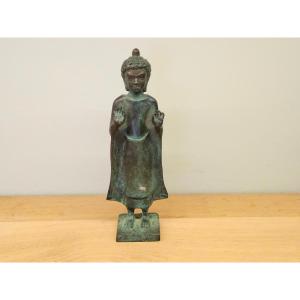 Bouddha Khmer En Bronze Ancien 