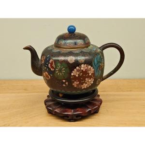 19th Century Japanese Cloisonné Bronze Teapot. 