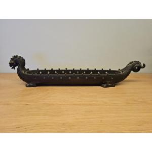 Bateau dragon en bronze chinois 