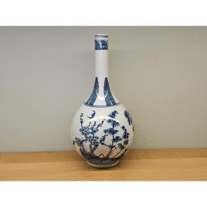 Vase chinois en porcelaine blanc bleu