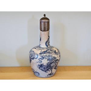 Vietnam. 19th-century Blue-and-white Porcelain Dragon Vase.