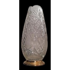 Vase En Cristal Socle Vermeil (orfèvre Lappara Henri XX ème