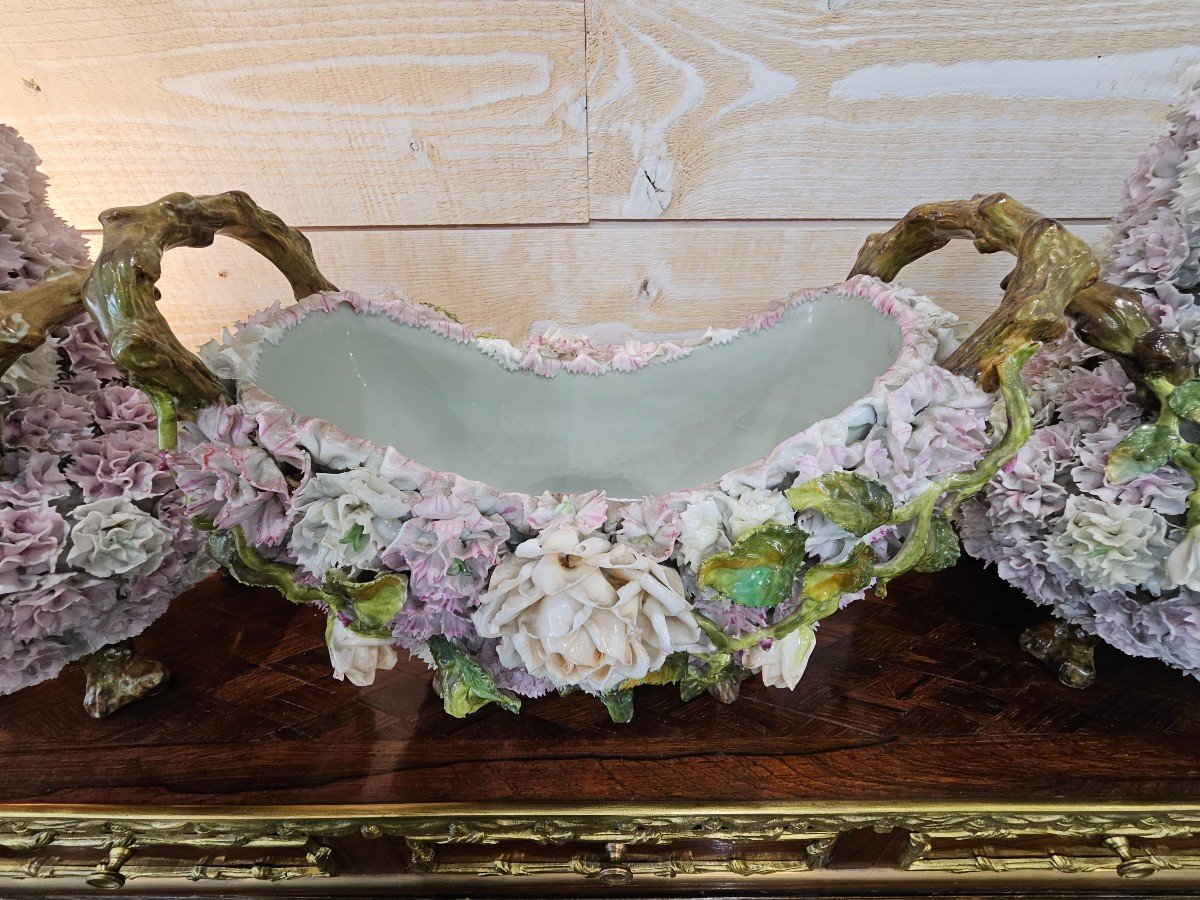 Porcelaine De Saxe Sur Barbotine. Garniture De Cheminée.-photo-4