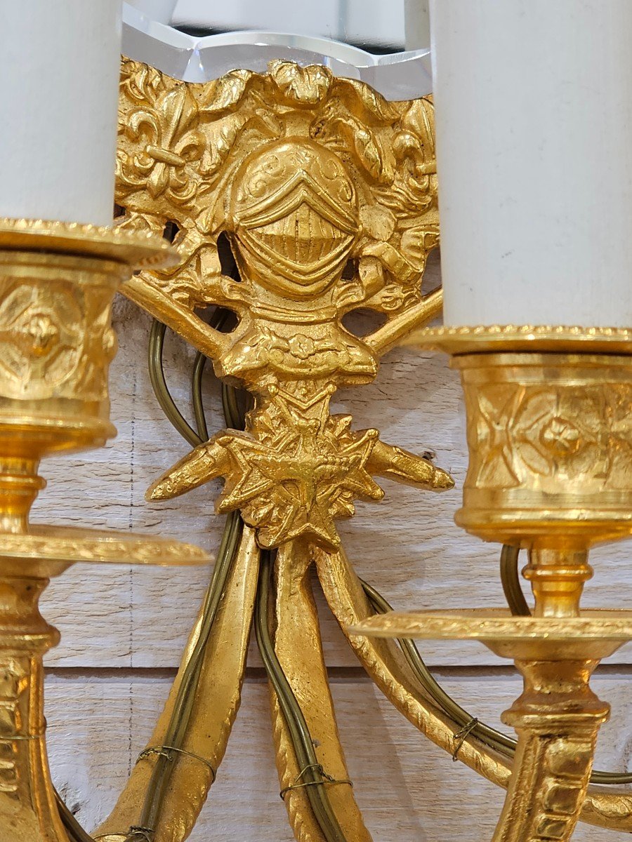 Paire d'appliques en bronze doré à l'or fin-photo-4