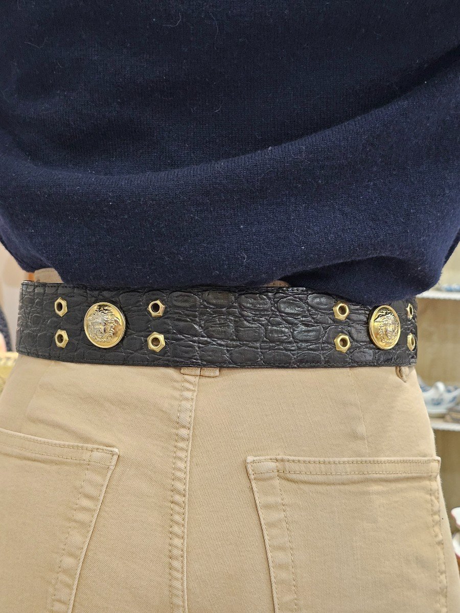 Gianni Versace. Ceinture Vintage En Cuir.-photo-2