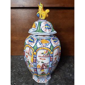 Delft. Oviform Covered Pot.