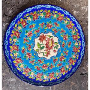 Longwy. Large Longwy Enamel Pie Dish.