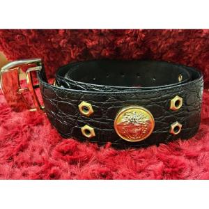 Gianni Versace. Ceinture Vintage En Cuir.