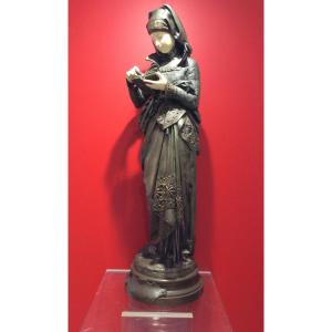 La Liseuse Bronze Chryselephantine Carrier Belleuse