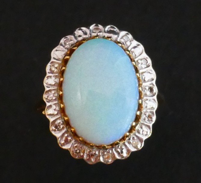 Opal And Diamond Ring.