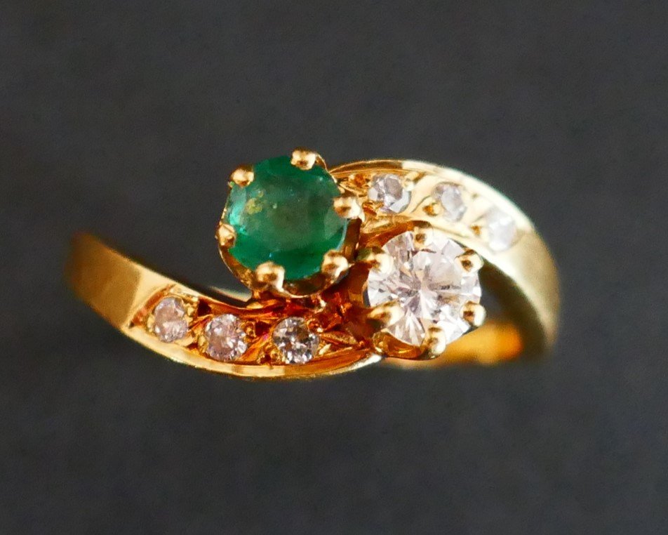 Emerald And Diamond Toi Et Moi Ring.-photo-3