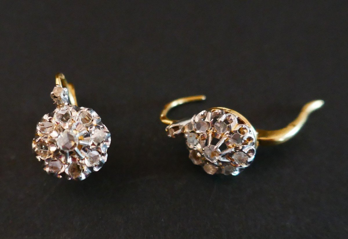 Rose Cut Diamond Dormeuses Earrings.-photo-4