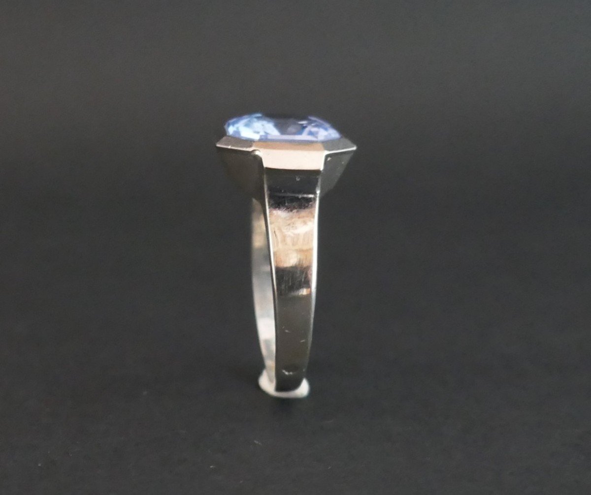 Art Deco Silver Ring Set With A Synthetic Blue Spinel-photo-3