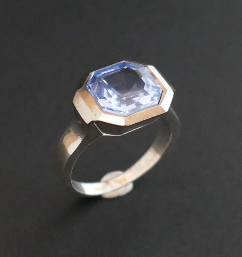 Art Deco Silver Ring Set With A Synthetic Blue Spinel