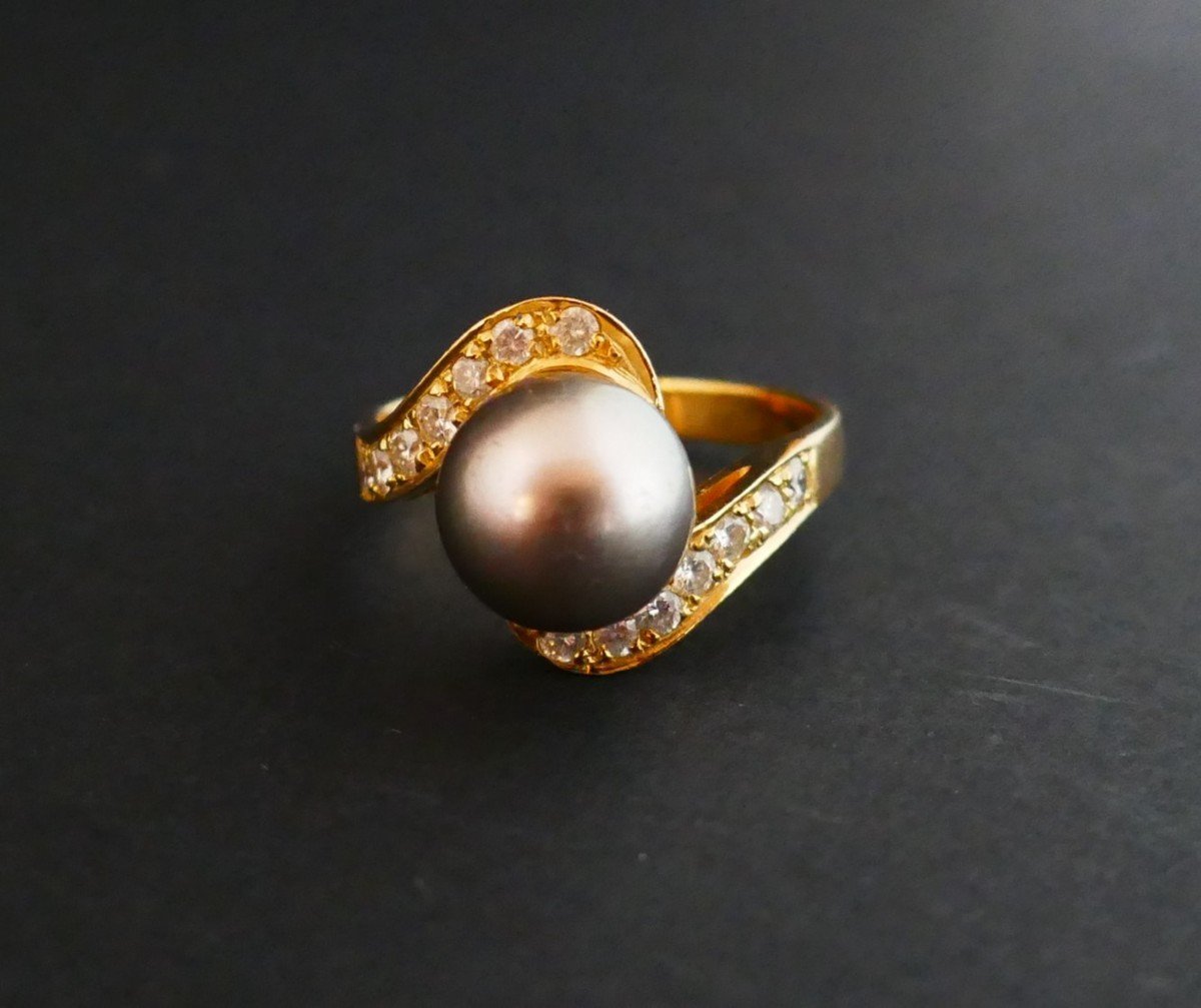 Stunning Elegance Tahitian Natural Black Pearl Ring set in 18k White G –  Treasures in Demand