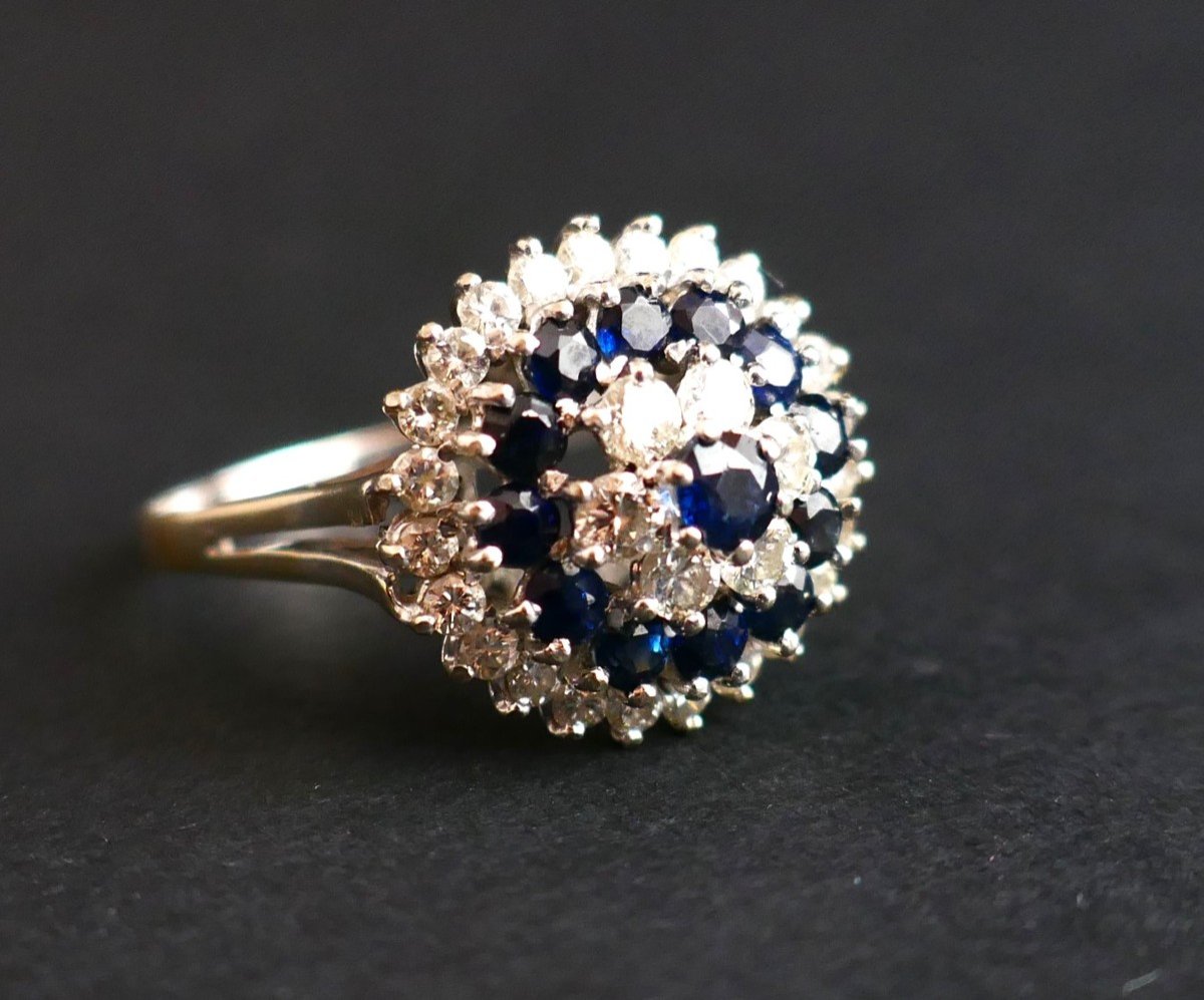 Bague Saphirs Et Diamants.-photo-2