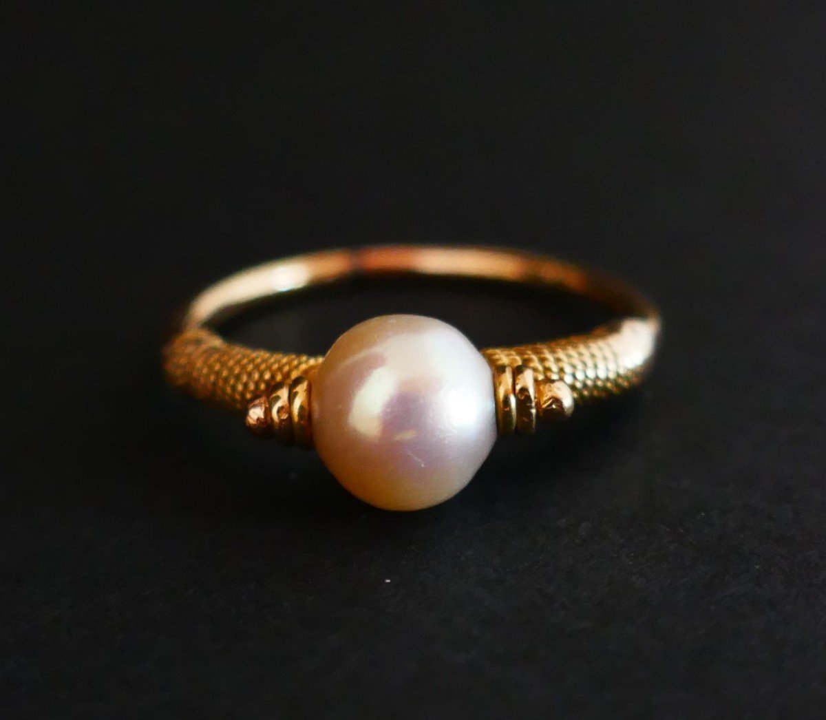 Ring Adorned With A Cultured Pearl, 18 Carat Gold.