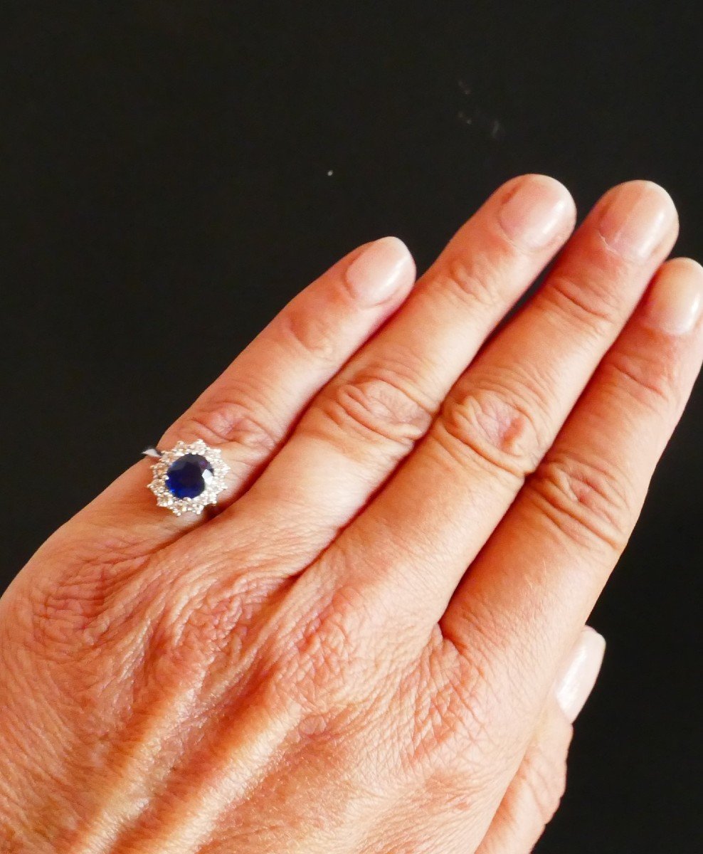 Marguerite Sapphire Entourage Diamond Ring.-photo-4