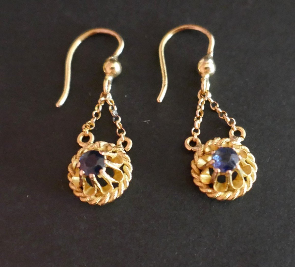 Sapphire Earrings, Gold -photo-2