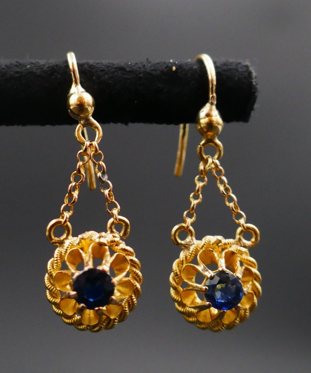 Sapphire Earrings, Gold -photo-3