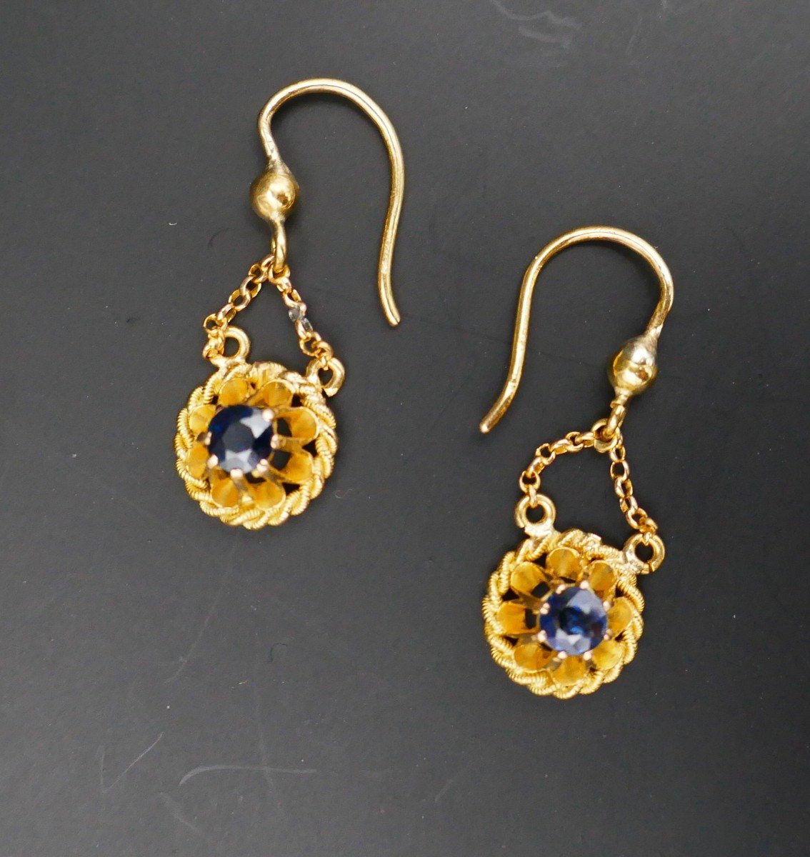 Sapphire Earrings, Gold -photo-4