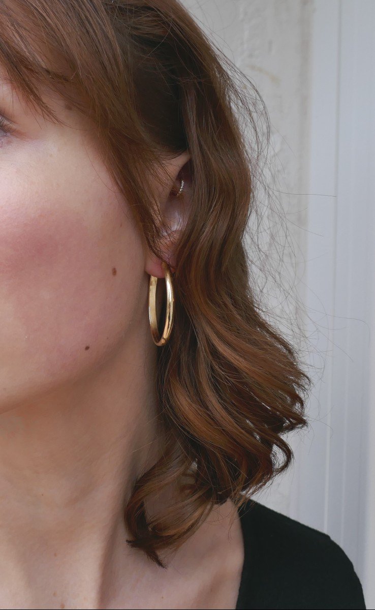 Large Hoop Earrings, 18k Yellow Gold.-photo-1