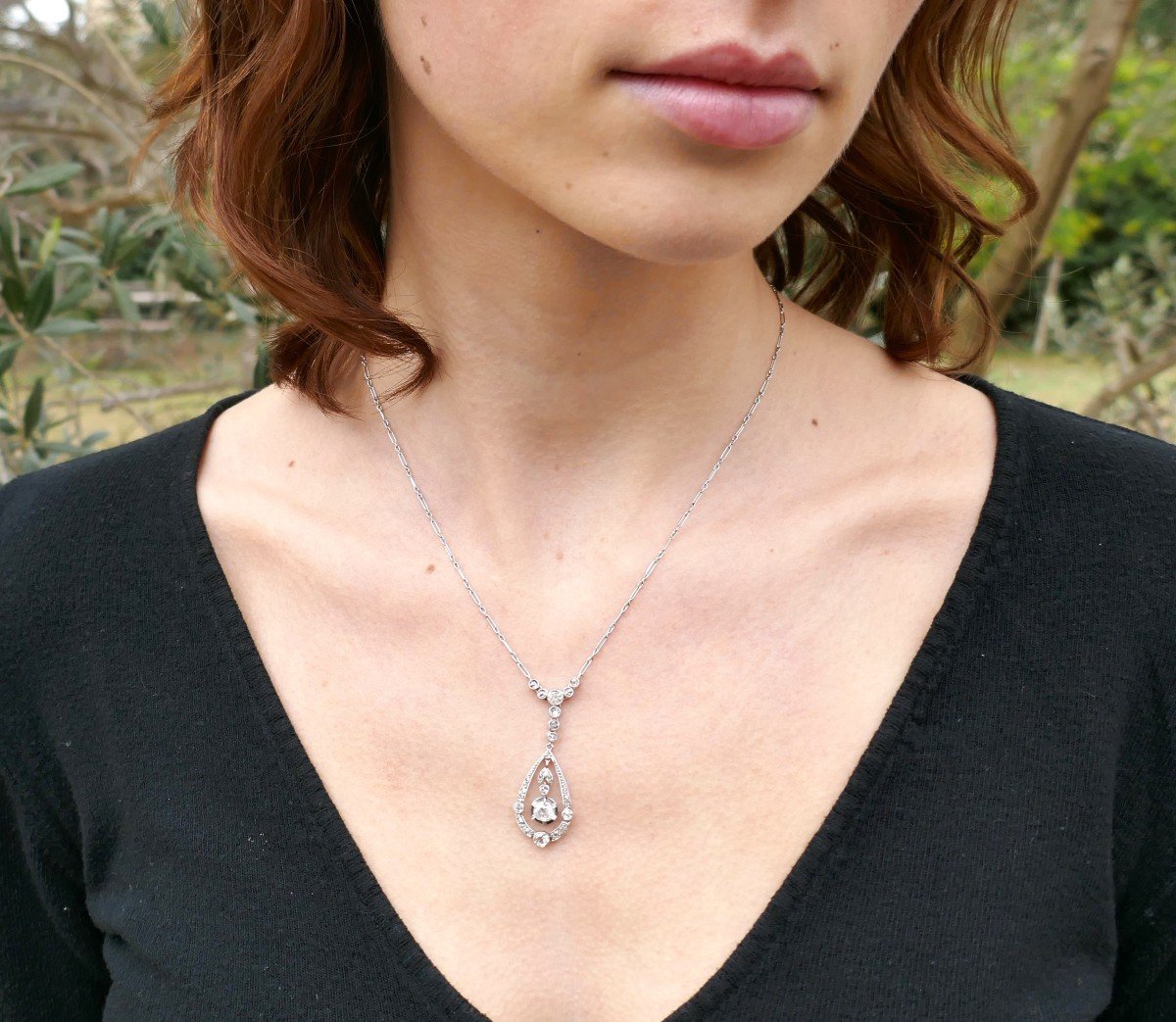 Diamond Pendant Necklace, Circa 1910.-photo-4