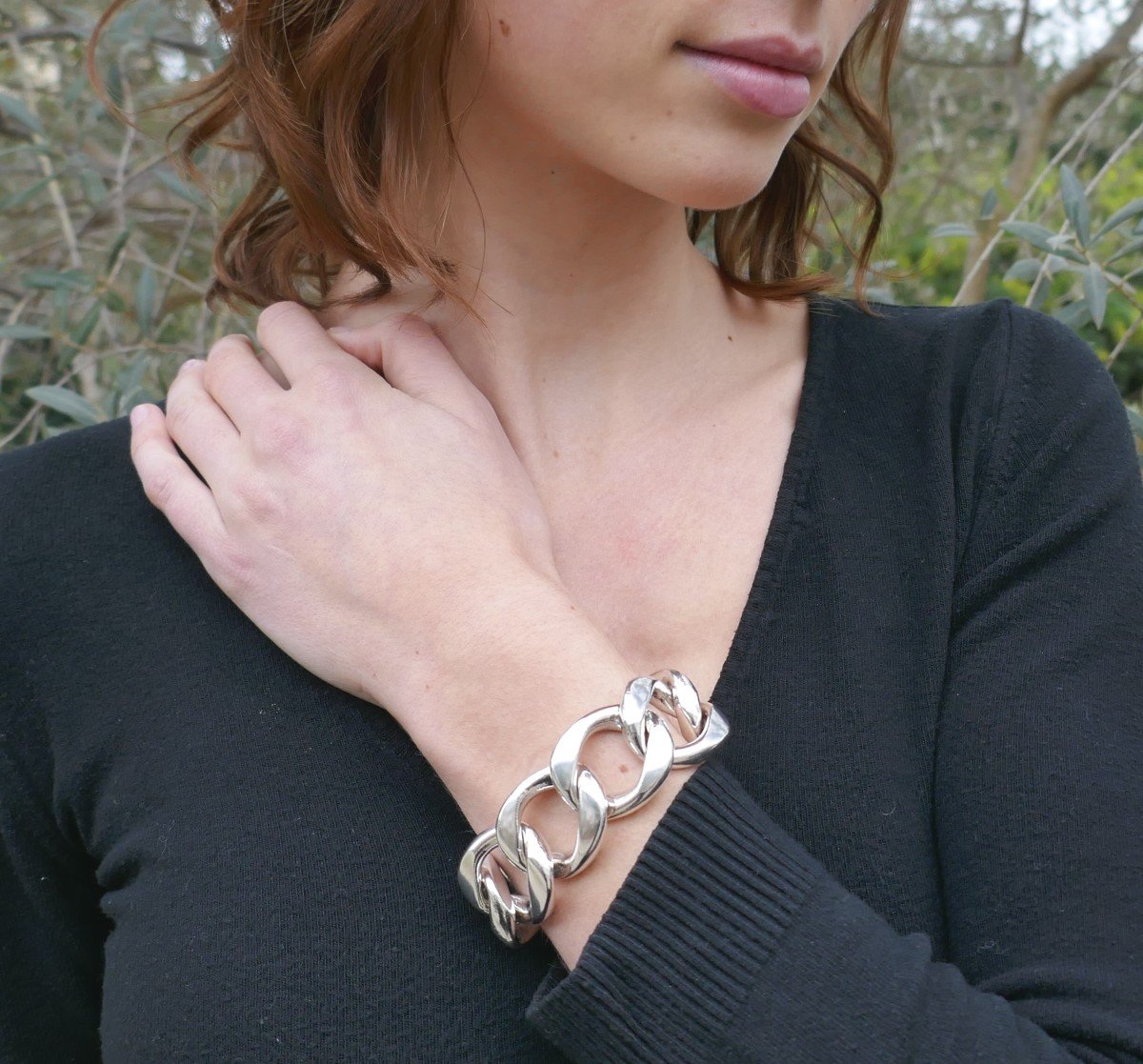 Important Silver Bracelet, Stick Clasp. -photo-1